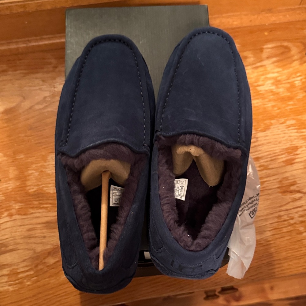 UGG Men's Dark Blue Suede Slip-Ons